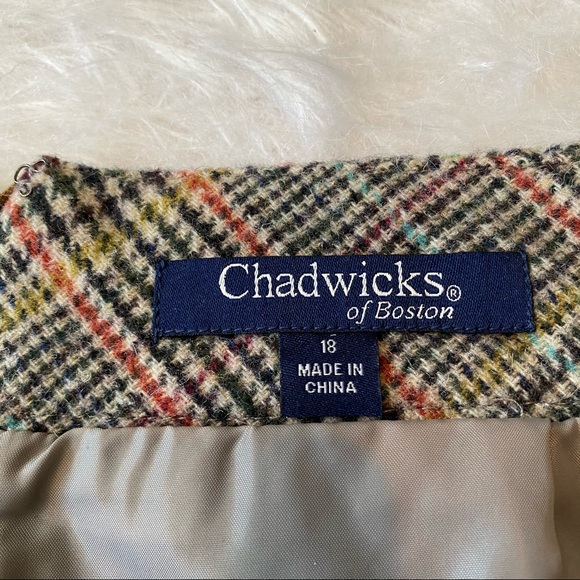 Chadwicks of Boston wool plaid skirt size 18 like new - Picture 2 of 7